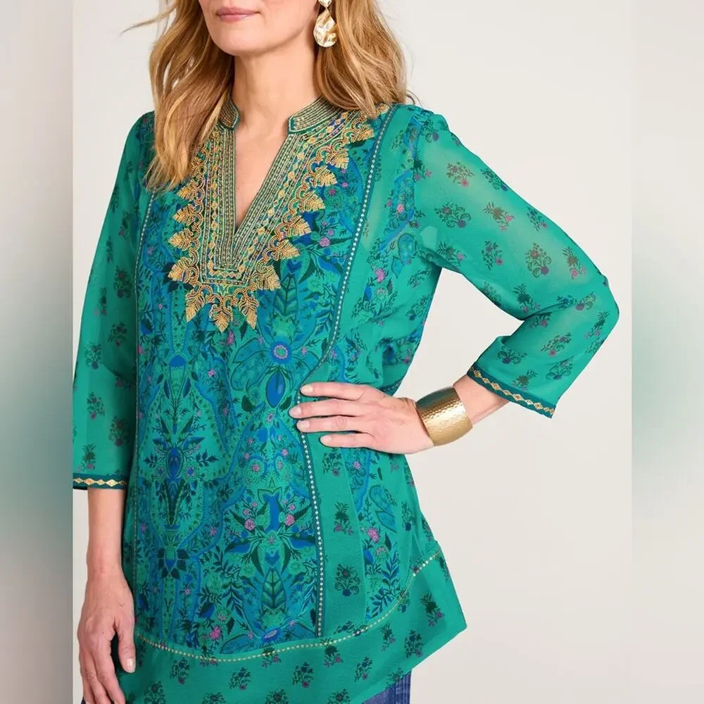 Soft Surroundings beaded sequin Tunic top